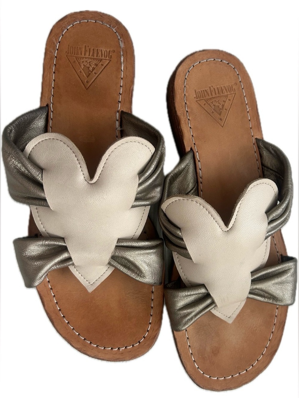 John Fluevog Sz 8.5 River Tambo Leather Flat Slide Sandals
